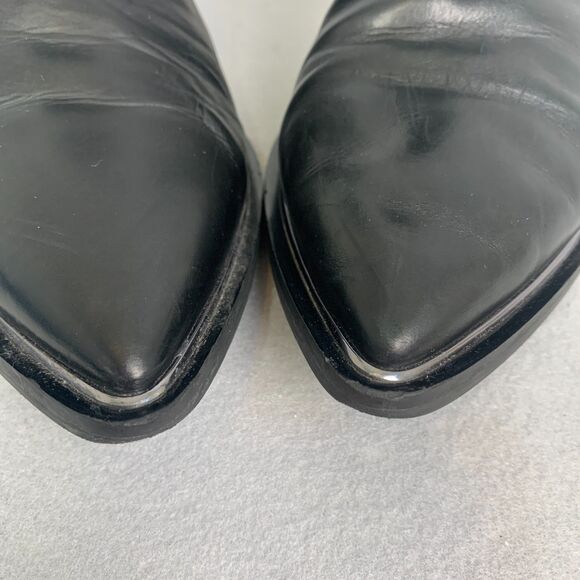 Sesto Meucci Black Leather Sock Boots 39.5 Pointed Toe Block Heel Avant Garde - Picture 8 of 9